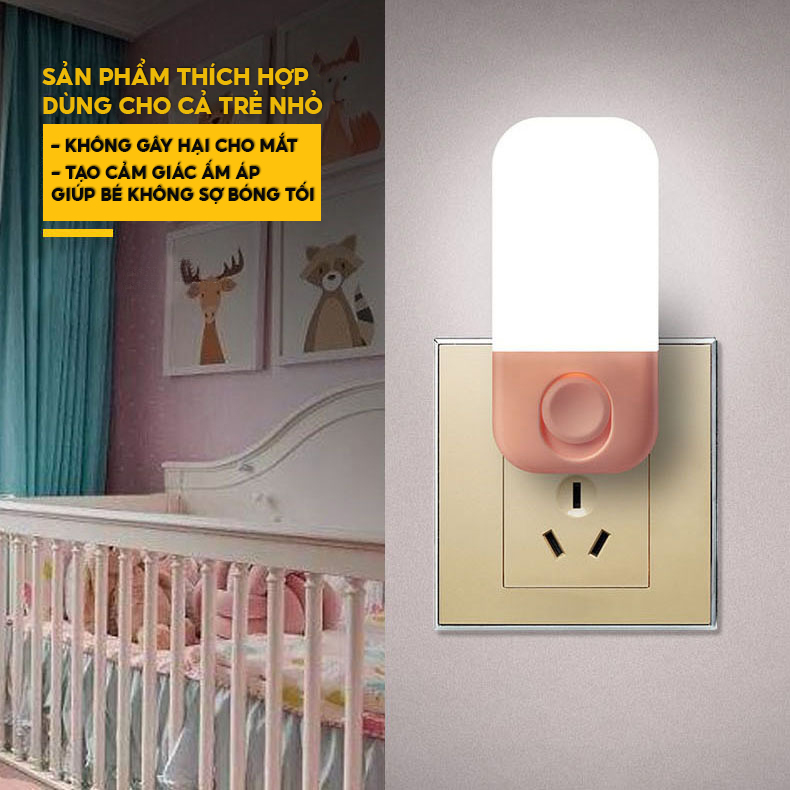 Đèn Led Ngủ Cắm Điện Treo Tường Có 3 Cấp Độ Sáng Tuỳ Chỉnh – Tiết Kiệm Điện DZ-128