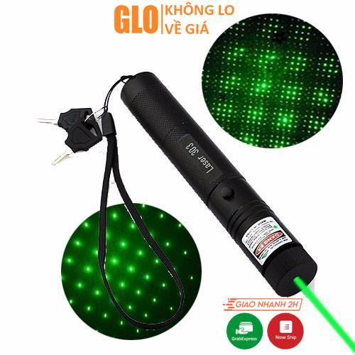 Đèn Pin Laser 303 Ánh Sáng Xanh Lá Hoặc Đỏ Chiếu Xa Cực Mạnh, Kèm Phụ Kiện Chiếu Sao Vạn Hoa và Pin Sạc