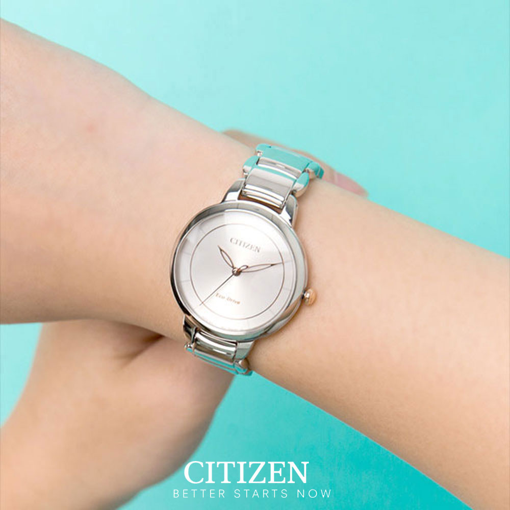 Đồng Hồ Nữ Citizen Dây Thép Không Gỉ EM0676-85X - Mặt Vàng Hồng