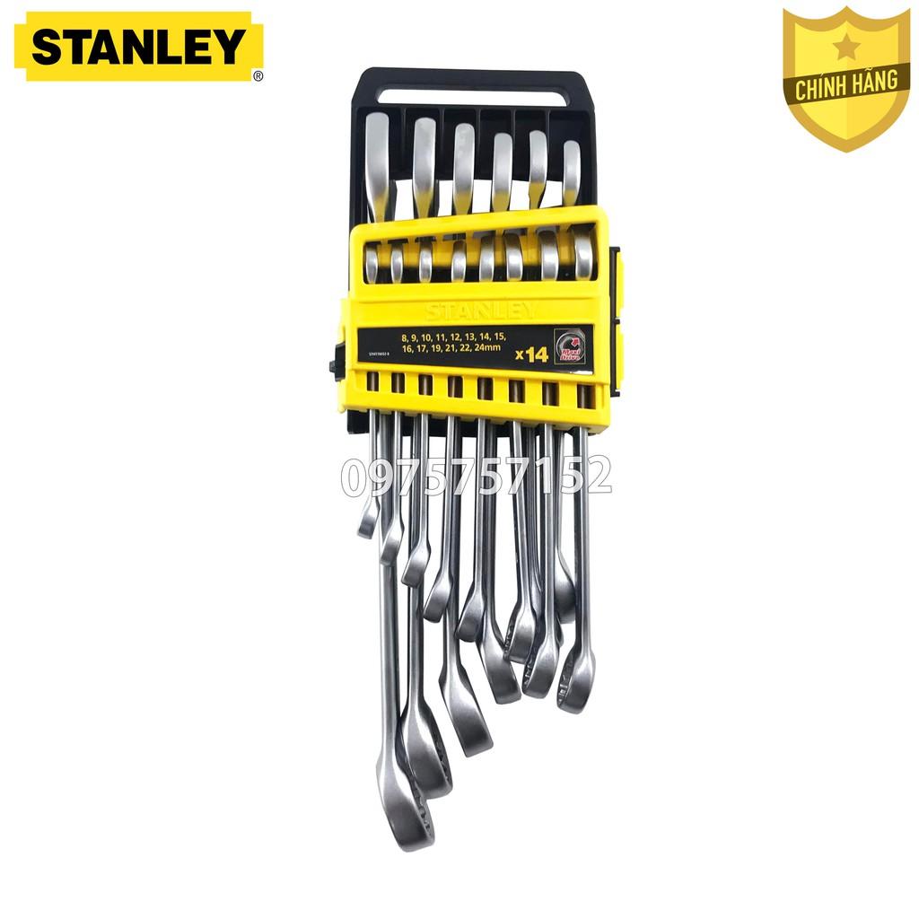 Bộ cờ lê cao cấp STANLEY vòng miệng - đầu tròng 14 chi tiết 8-24mm khay đựng tiện dụng chống va đập - Chính hãng