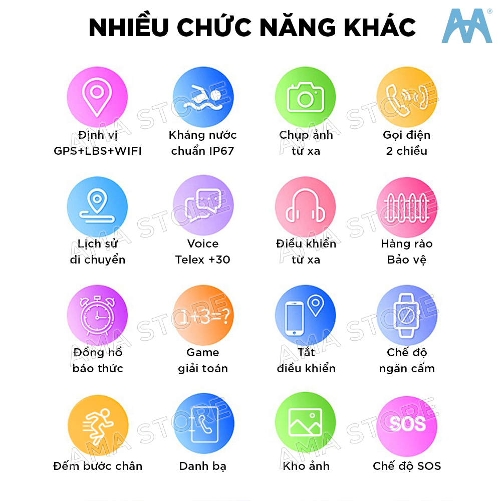 Đồng hồ Thông minh Đinh vị Kép Chống nước Dành cho Trẻ em 5 tuổi, 6 tuổi, 7 tuổi, 8 tuổi, 9 tuổi, 10 tuổi, 11 tuổi AMA Watch Q13 Hàng nhập khẩu