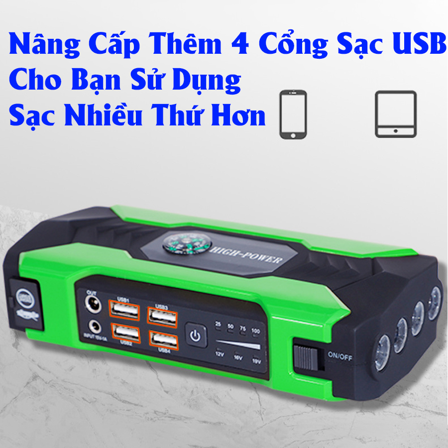 Bộ Kích Sạc Ắc Quy, Ắc Quy Ô Tô, Cứu Hộ Ô Tô STEEL MATE, Bộ Sạc Bình Ắc Quy 20.000mAh tích hợp sạc dự phòng, đèn LED cảnh báo, Búa Thoát Hiểm Ô tô, Tích Hợp La Bàn, Nhỏ Gọn, Tiện Lợi - Car50