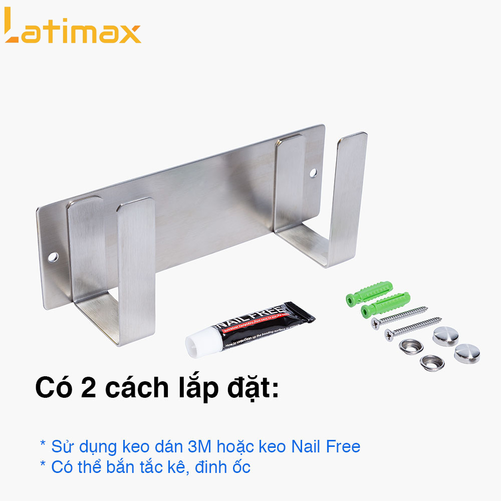 Giá Treo Vung Nồi - Kệ Treo Chảo Thớt Inox 304 Cao Cấp Dán Tường Không Khoan Đục