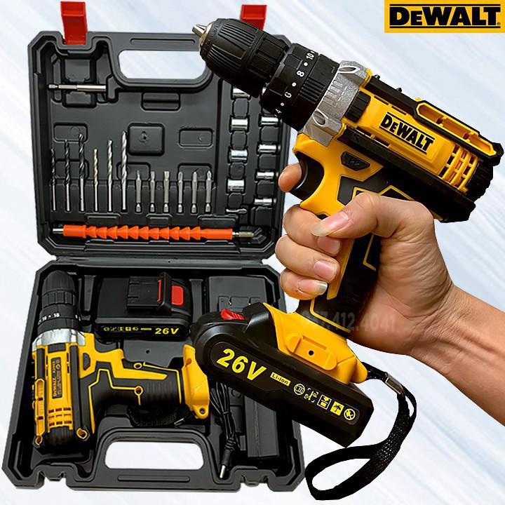 Khoan DEWALT 26v kèm Bộ Dụng Cụ 24 Chi Tiết - CÓ BÚA - Tặng mũi khoan