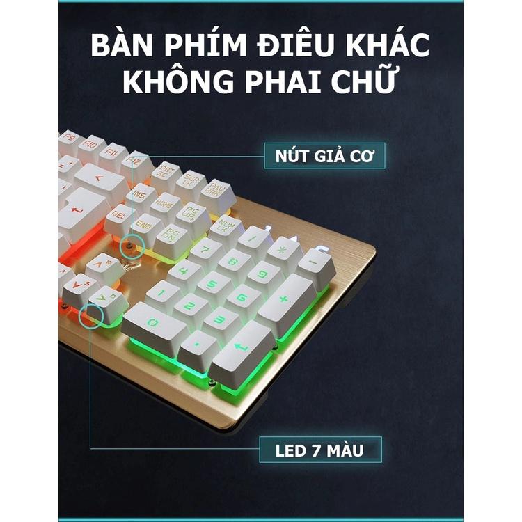 Bàn phím giả cơ K002 có dây kèm đèn led 7 màu xuyên phím dành cho game thủ