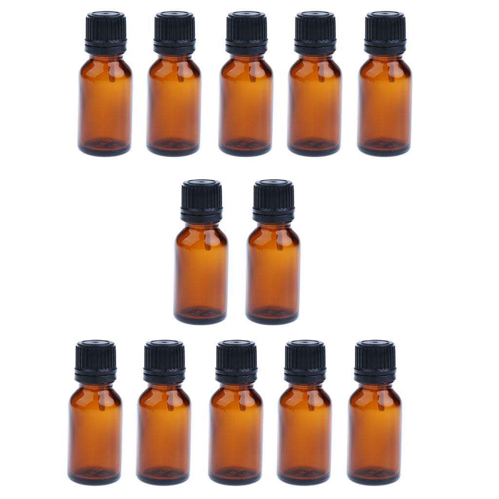 24 Set Glass 10ml and 15ml Essential Oils Refillable Empty Amber Bottles with Orifice Reducer Dropper for Perfume Aromatherapy