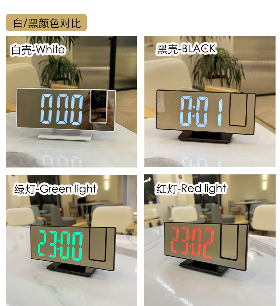 Đồng Hồ Led Chiếu Giờ Lên Trần Nhiều Màu Có Báo Thức Và Hiển Thị Nhiệt Độ.