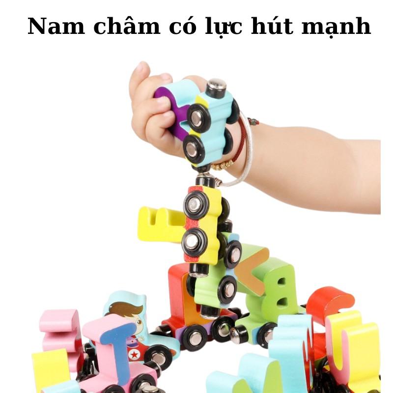 Đồ chơi giáo dục sớm cho bé đoàn tàu nam châm chở chữ bằng gỗ Bicabom Bc02