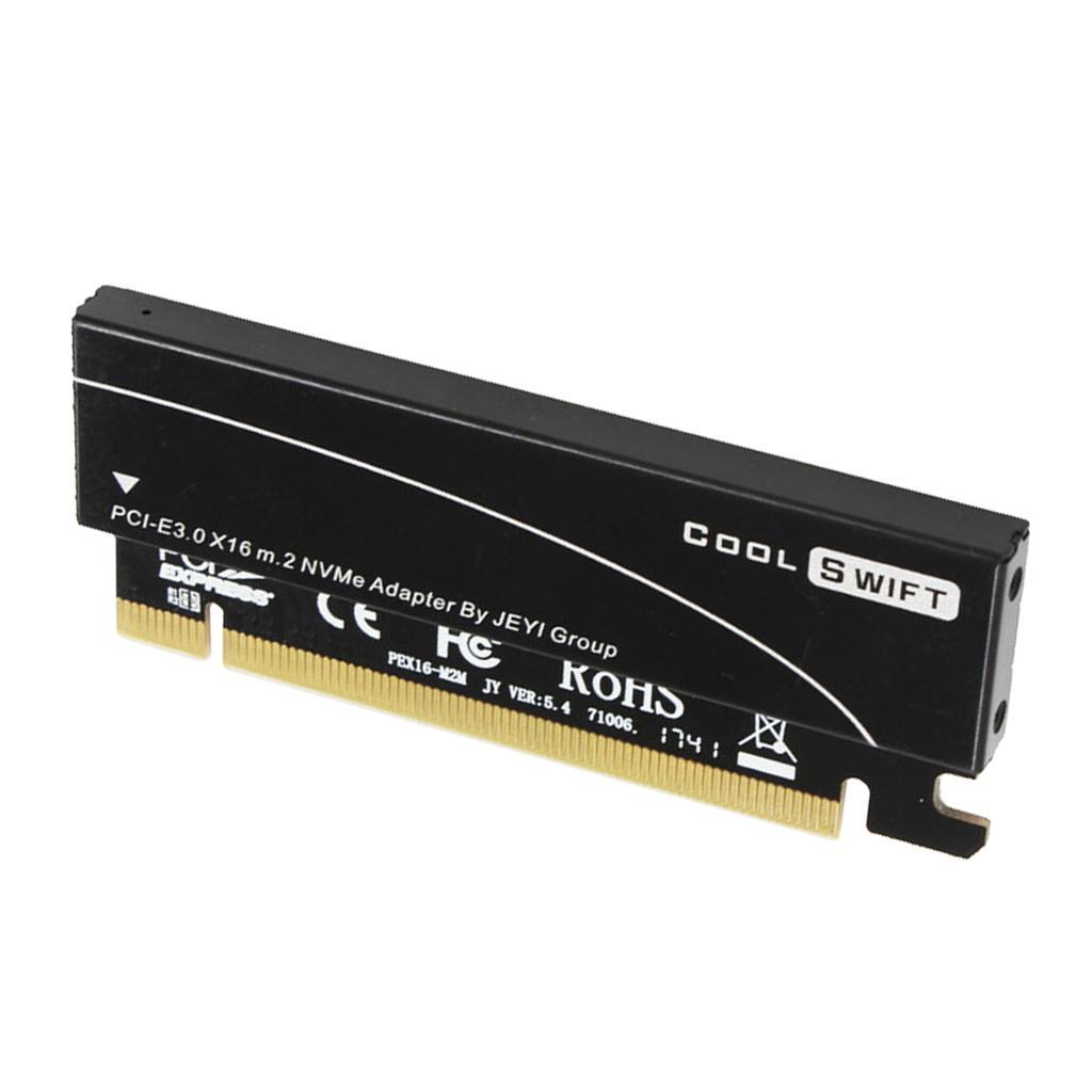 2xNVMe M.2 NGFF SSD to PCIE 3.0 X16 Adapter Expansion Card&Heatsink Case Black