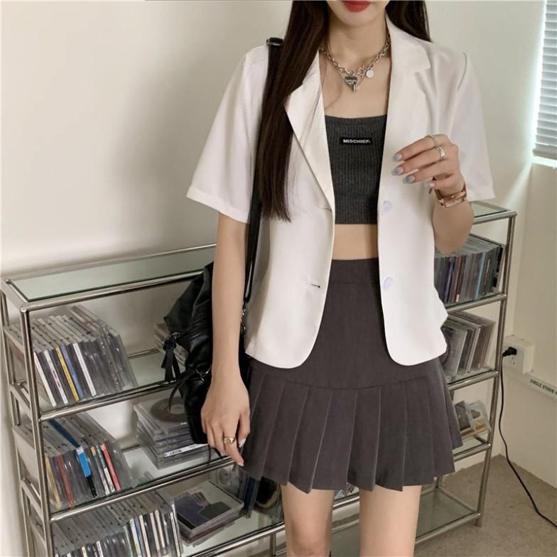 Blazer tay ngắn thời trang thanh lịch cho nữ. Blazer croptop ngắn tay - có ảnh thật