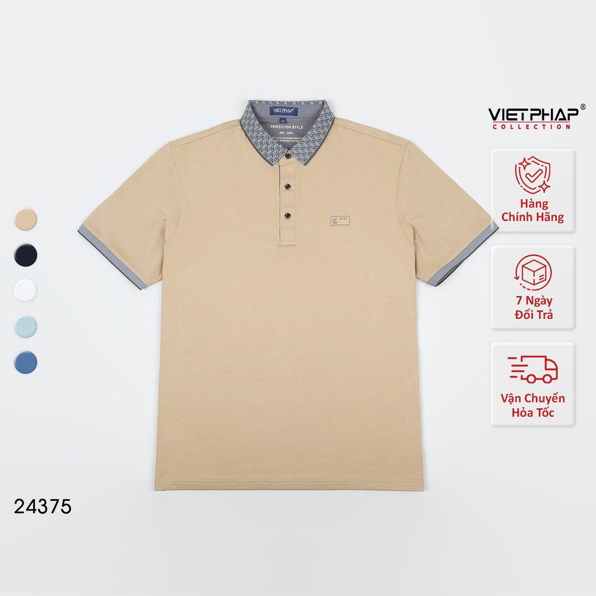 Áo Polo Nam VIỆT PHÁP Form Luxury - Thun Cotton Lụa , lịch lãm, sang trọng 24375