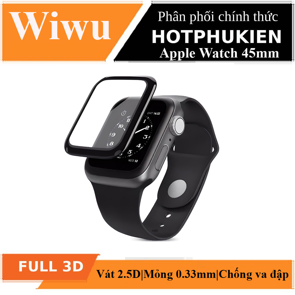 Bộ 2 miếng dán màn hình kính cường lực Full 3D dành cho Apple Watch 45mm hiệu WIWU iVista Chống va đập, vát cạnh 2.5D, hạn chế vân tay - hàng nhập khẩu