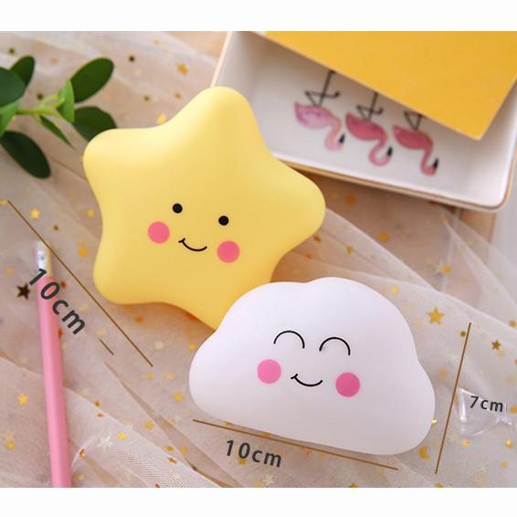 Đèn Decor Trang Trí Đèn Ngủ Cute Dễ Thương Trang Trí Phòng Ngủ LED Pin Hình Ngôi Sao Và Đám Mây 10 cm - HUMI