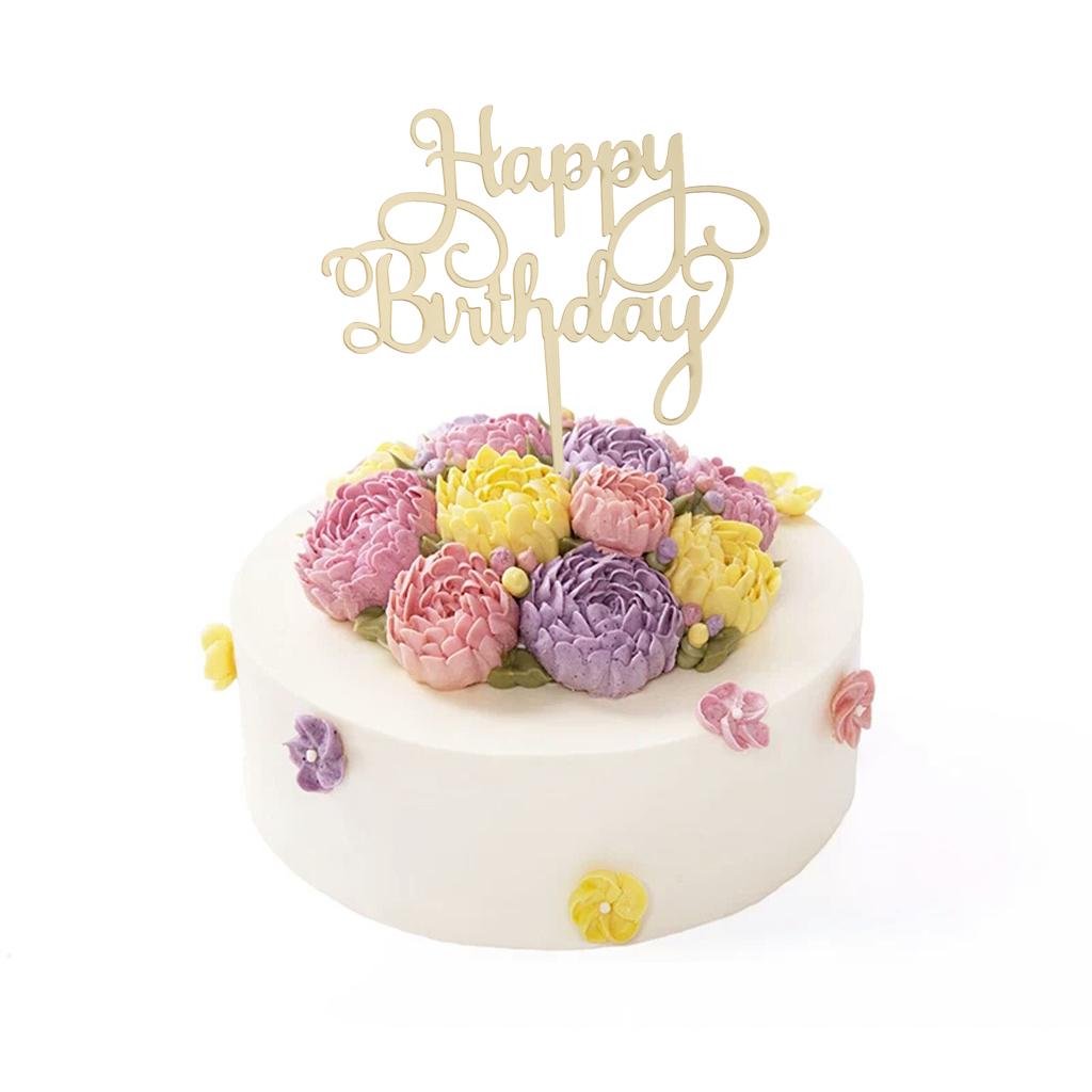 2xAcrylic Happy Birthday Cake Topper Party Supplier Gold