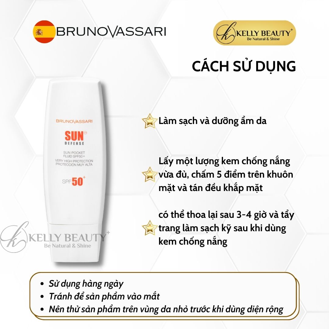 Kem Chống Nắng Cho Da Nhạy Cảm Sun Pocket Fluid SPF 50+ - Bruno Vassari | Kelly Beauty