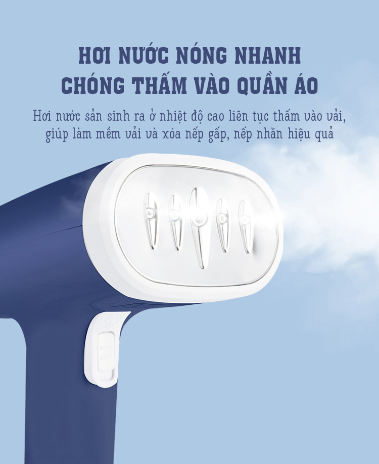 Máy là hơi nước cầm tay bàn ủi quần áo bằng hơi nước MIDEA YBJ10G1 làm nóng nhanh ủi được nhiều chất vải Hàng chính hãng