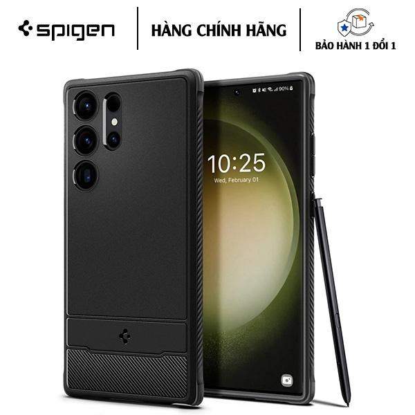 ỐP LƯNG CHO SAMSUNG GALAXY S23 ULTRA SPIGEN RUGGED ARMOR MATTE BLACK MỎNG NHẸ Polyurethane nhiệt dẻo - HÀNG CHÍNH HÃNG