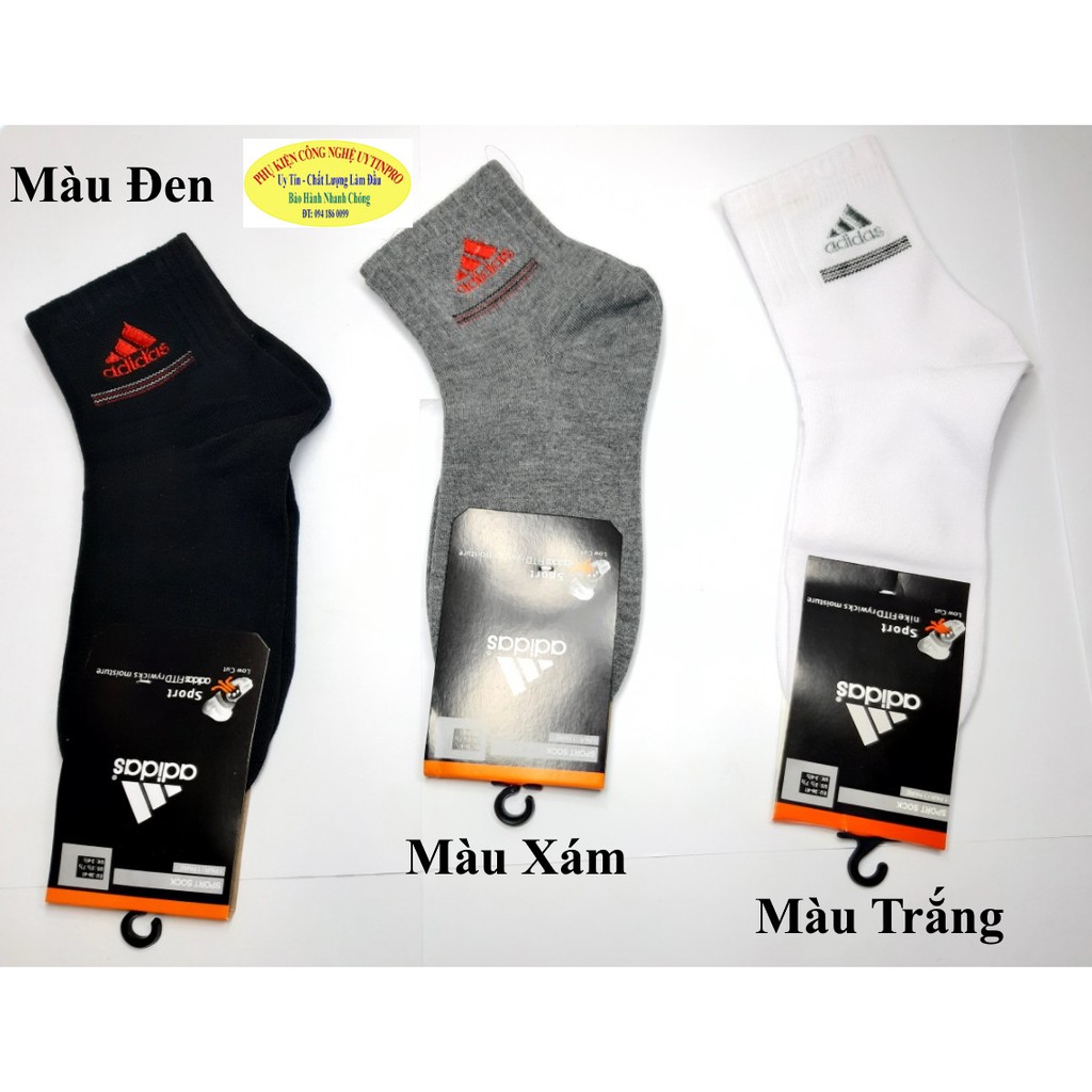 TẤT VỚ NAM CỔ TRUNG Thêu chữ ADIDA trên cổ vớ Chất liệu thun cotton Cao cấp Dày Êm Thấm hút mồ hôi Nhãn hiệu SPORT SOCK