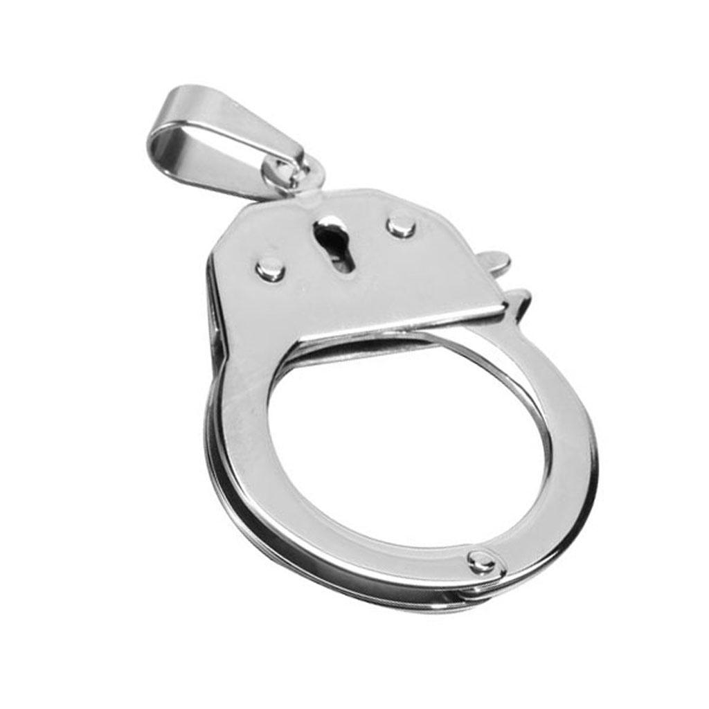 Punk Style Titanium Steel Handcuff Charm Pendant DIY Necklace Bag Love Couples