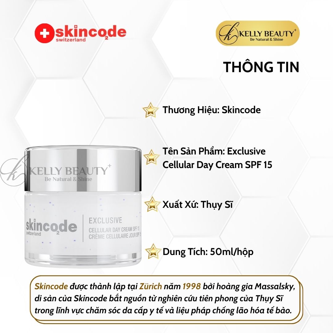 Kem Ngày Nuôi Dưỡng Bảo Vệ Da Skincode Exclusive Cellular Day Cream SPF 15 | Kelly Beauty