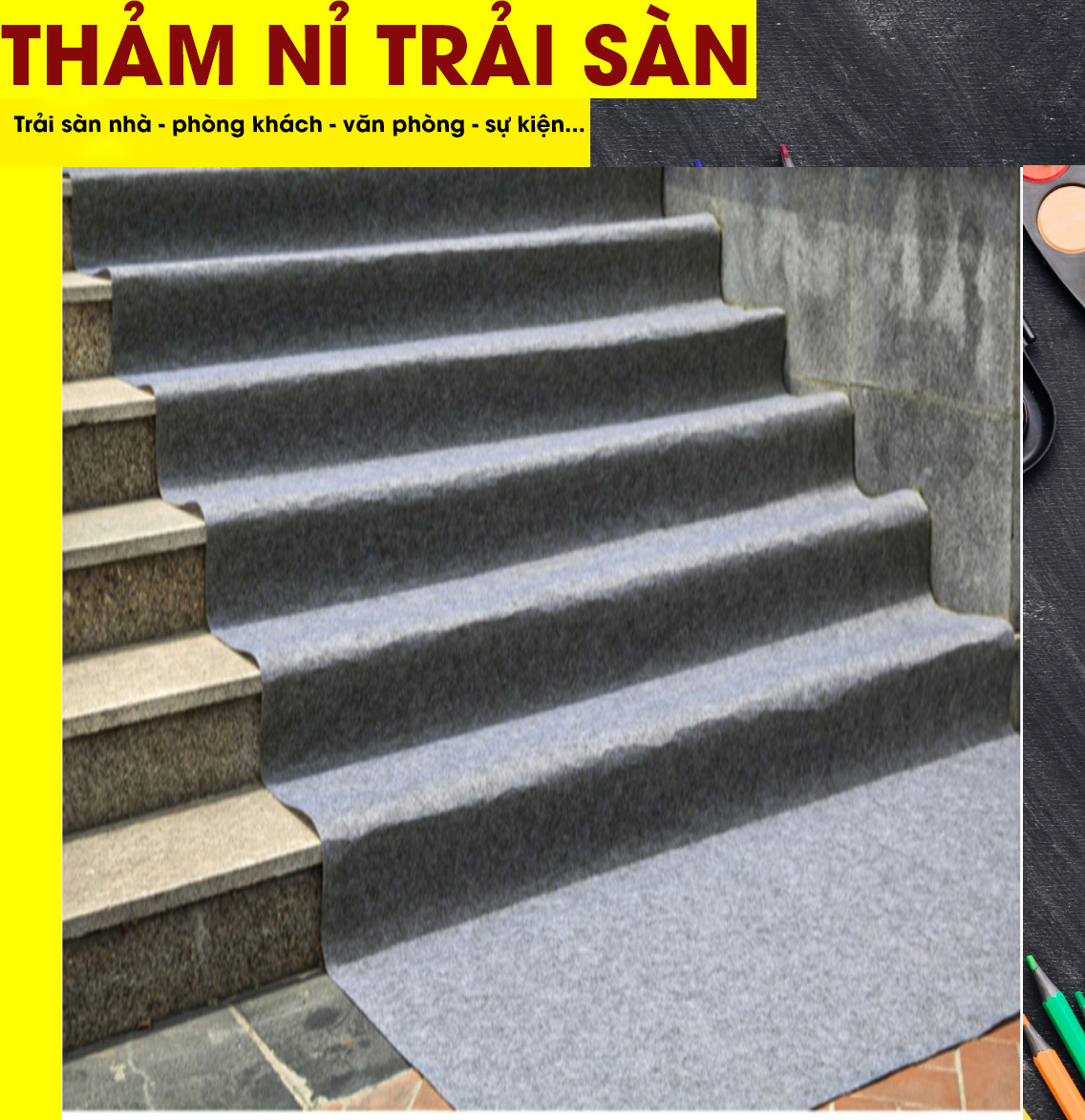 Thảm trải sàn nỉ - Thảm lót sàn trải phòng giá rẻ trải dày 3mm trải sự kiện, trải cửa hàng, phòng ngủ