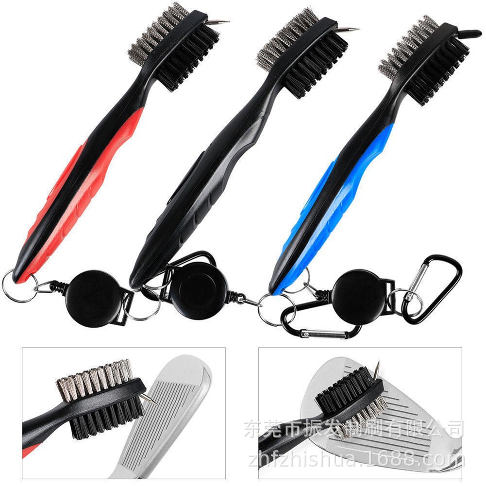 Dụng cụ vệ sinh gậy golf bàn chải 2 mặt đánh bóng và làm sạch gậy - Cleaning brush of golf