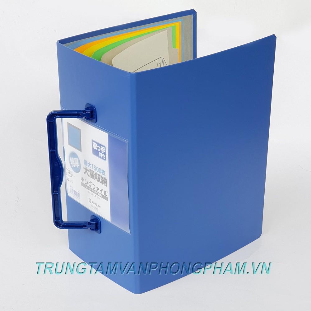 Thùng 5 cái bìa file 2 còng ống 13cm 15cm A4-S - KingJim 3513 - 3515 bìa còng to lớn nhất King jim 3515 1000 1500 tờ