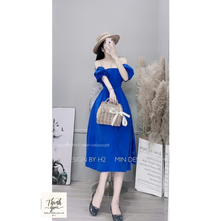 Đầm trễ vai tay bèo dáng xòe (Có mút ngực) xinh xắn dự tiệc, dạo phố, đi biển