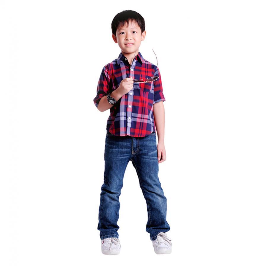 Áo Sơ Mi Bé Trai Ugether UKID21 - Sọc Caro Đỏ
