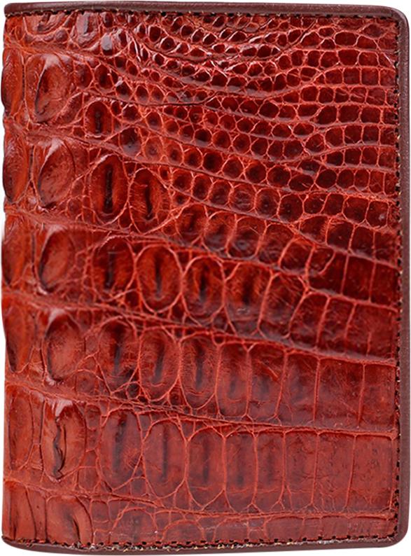 Ví Nam Da Cá Sấu Gai Lưng Kiểu Đứng Huy Hoàng HT2255 (12.5 x 10 cm) - Nâu Đỏ