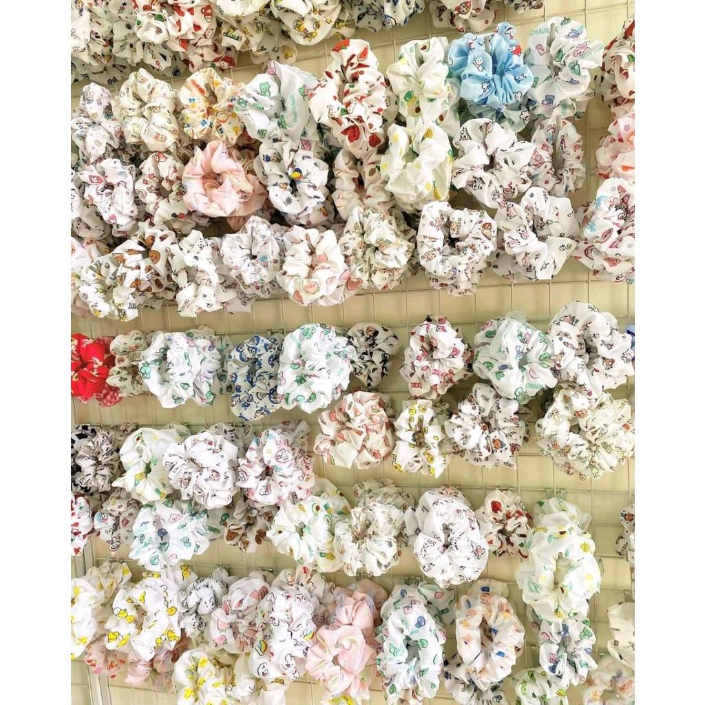 Scrunchies,dây buộc tóc,cột tóc trái cây ,bò sữa ,hoạt hình ,..chất voan, phi bóng ,lụa