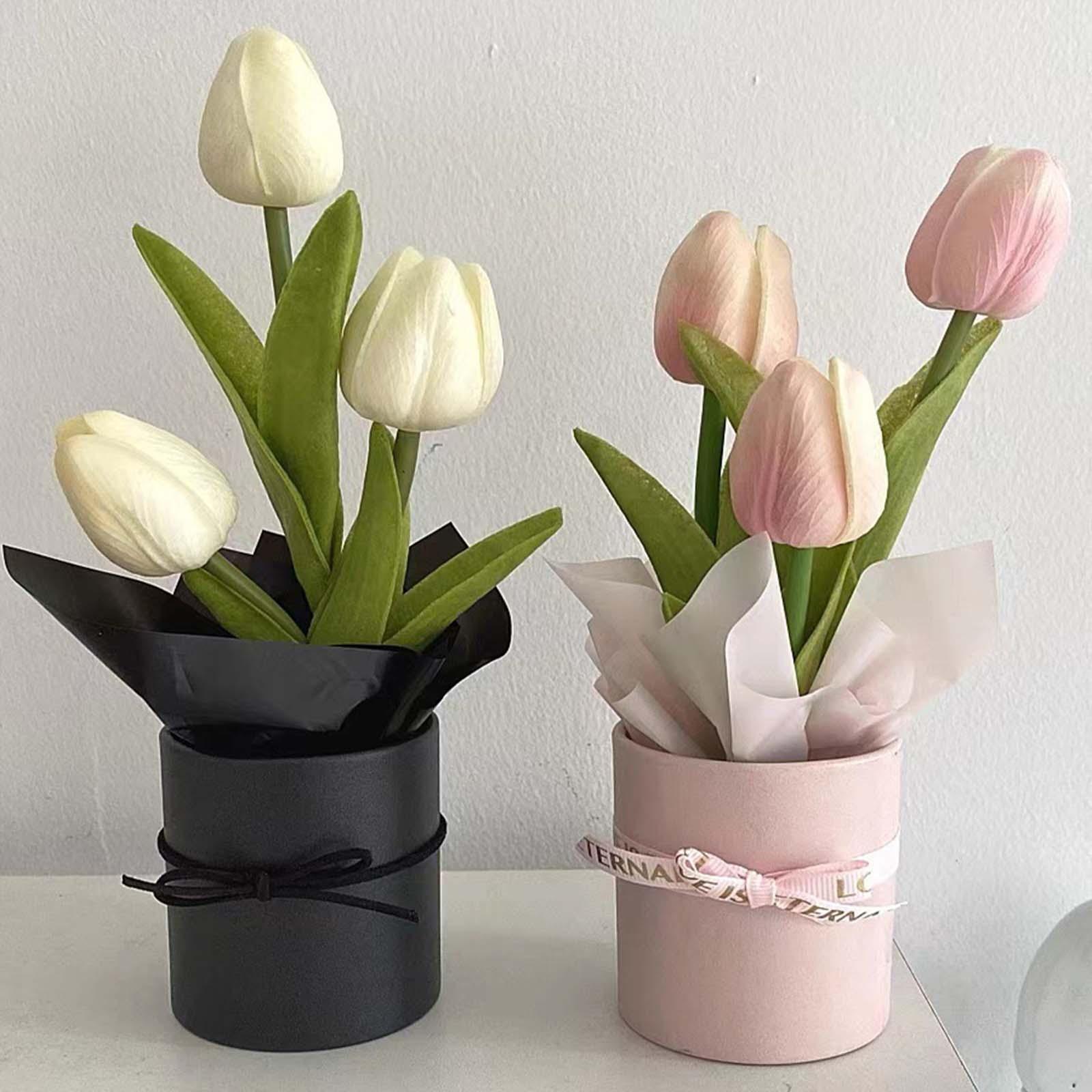 Artificial Tulips Flowers Bouquet DIY Material Package Centerpiece  Simulation for Indoor Farmhouse Kitchen Occasions Garden