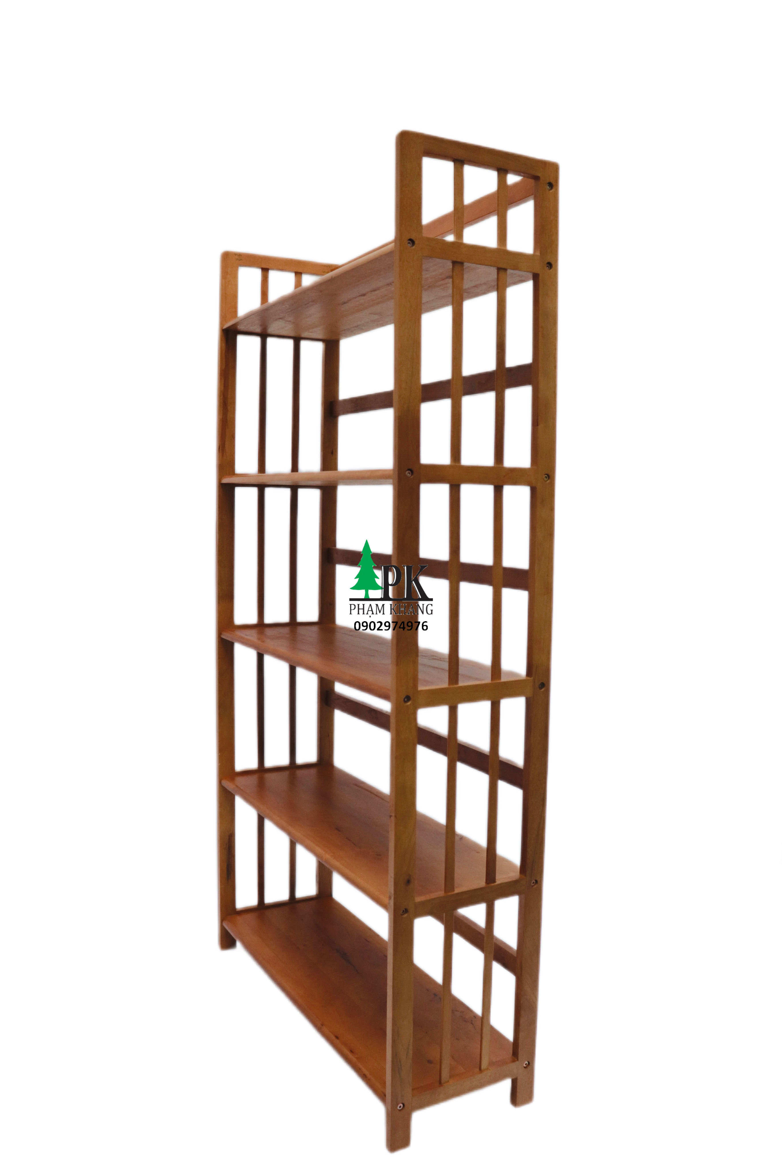 Kệ sách gỗ Phạm Khang 5 tầng rộng 80cm màu vàng cherry