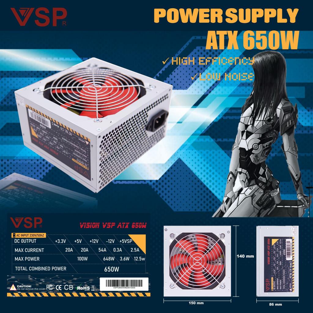 Nguồn VSP 650W (Box)- Hàng Chính Hãng