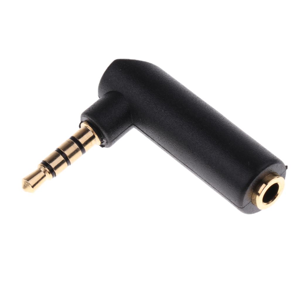 5PCS/lot L Shape 90 Right Angle 3.5mm 4Pole Male to 3Pole Female Adapter Jack