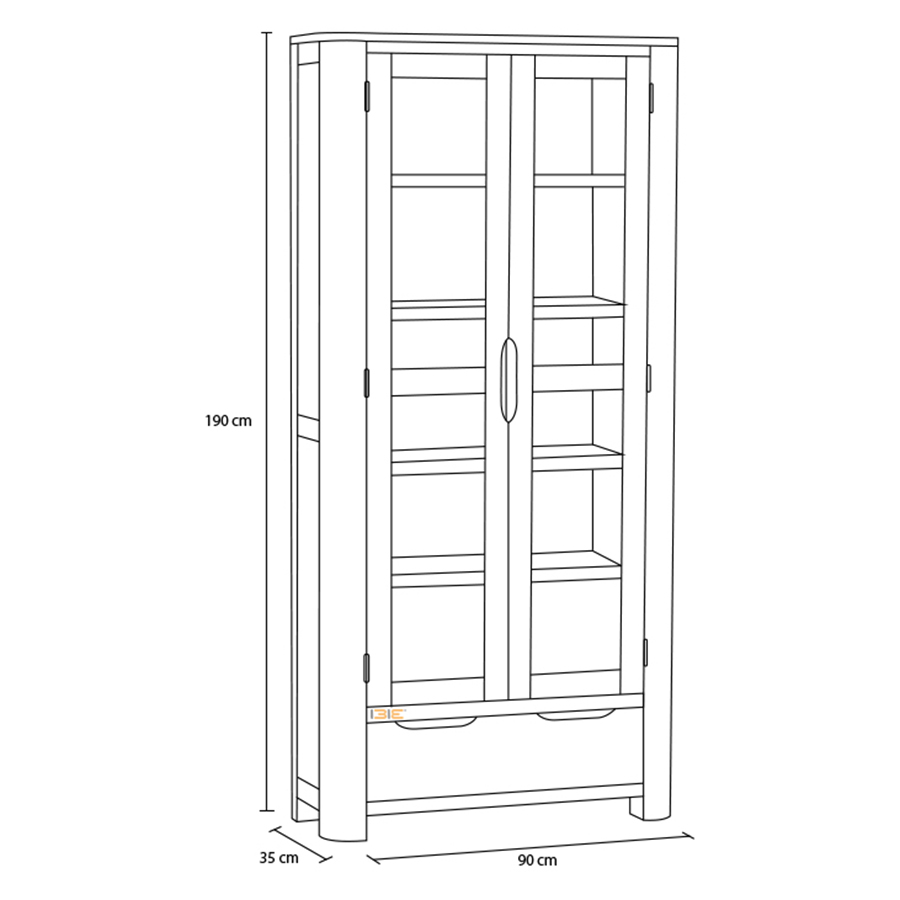 Tủ trưng bày Romsey 2 cánh kính gỗ sồi