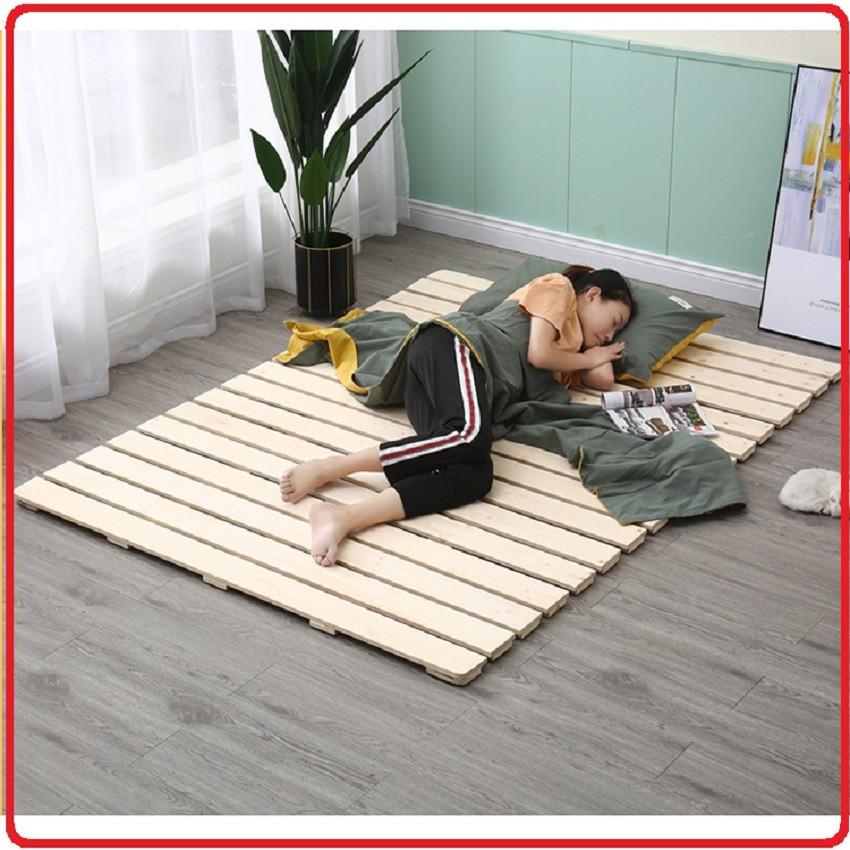 Giường pallet gỗ thông gấp gọn cho Homestay 60cm 80cm 120cm dài 190cm - Giường gỗ thông cuộn tròn