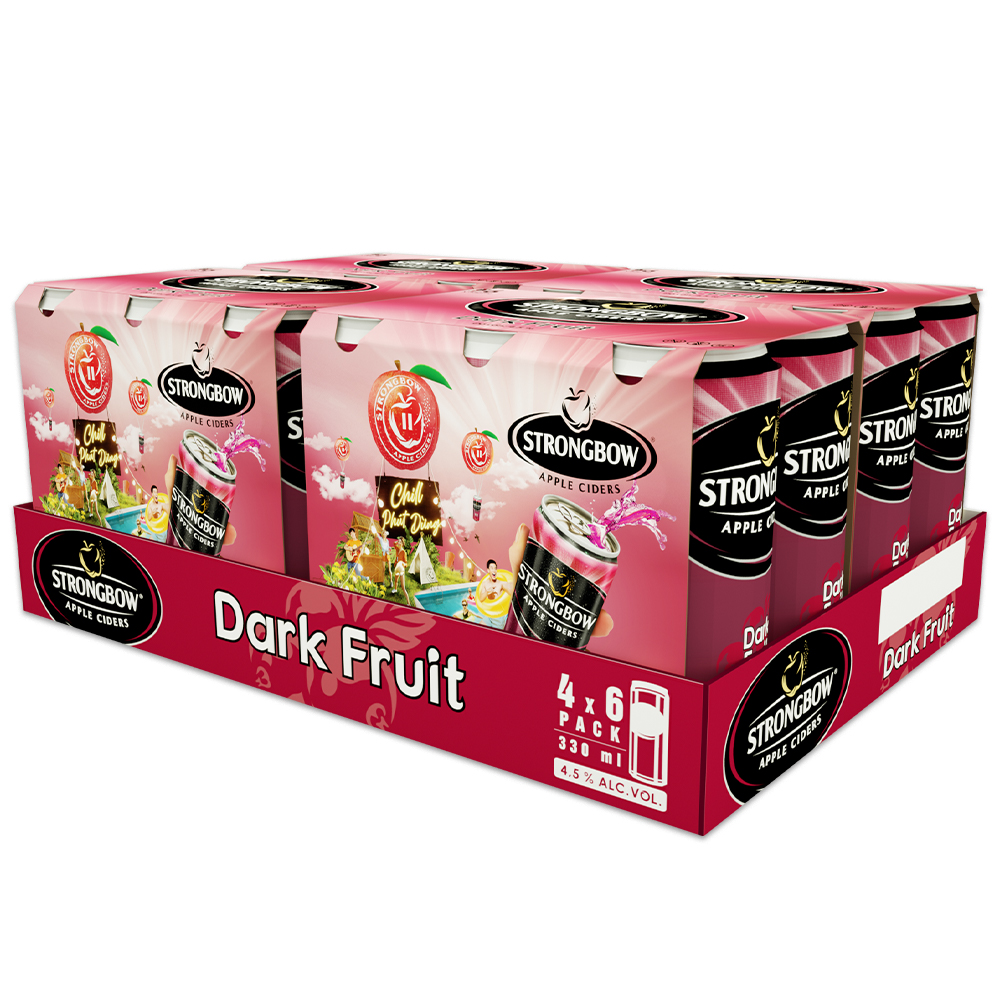 Thùng 24 Lon Cao Strongbow Vị Dark Fruit Dâu đen (330ml / Lon)