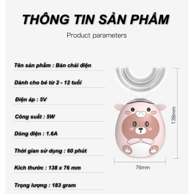 Bàn Chải Đánh Răng Cho Bé Maser V6 Tẩy Trắng Răng Máy Đánh Răng Tự Động Trẻ Em Tặng Kem Đánh Răng