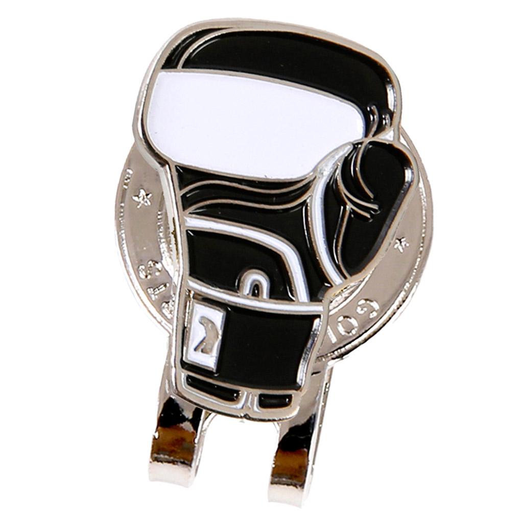 Golf Hat Clip with Detachable Magnetic Golf Ball Marker Glove Pattern Black