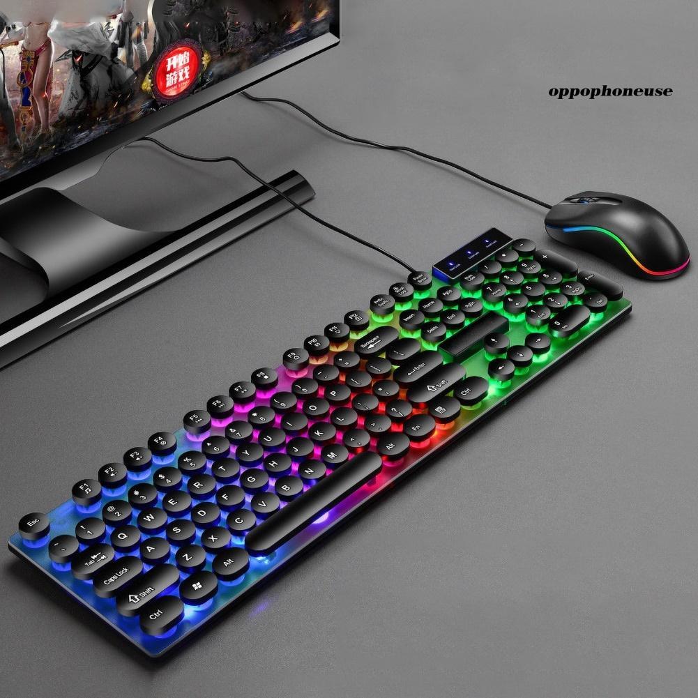 Bộ Bàn Phím Cơ Và Chuột Cơ Có Dây Và Đèn Led Nền Cho Máy Tính / Laptop