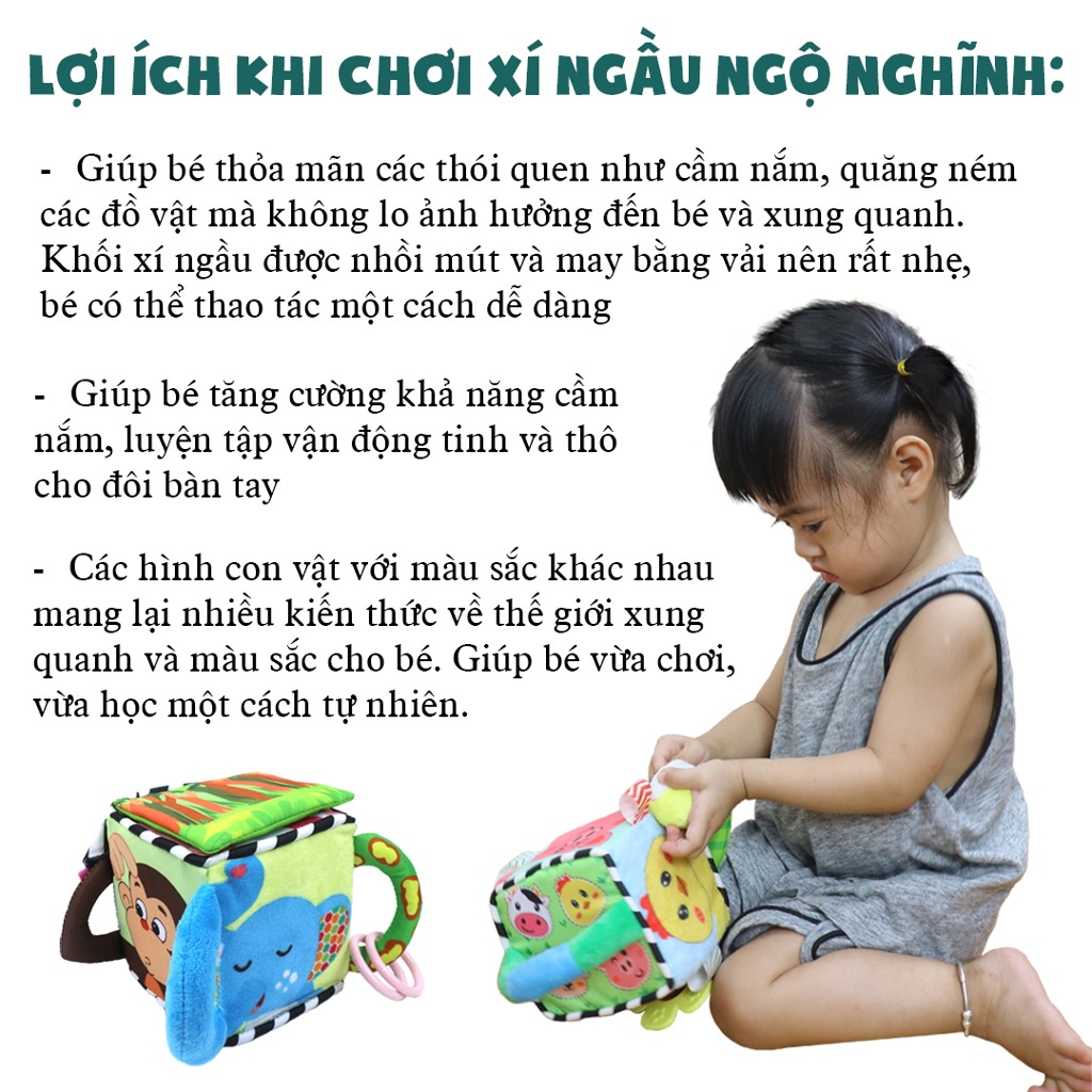 Đồ Chơi Montessori Khối Vải Xúc Xắc Luyện Kỹ Năng Nhiều Chủ Đề