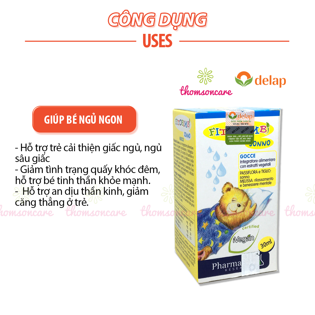 Sonno Bimbi - Có tem tích điểm, hỗ trợ giúp bé ngủ ngon, sâu giấc, giảm quấy khóc đêm - Nhập khẩu chính hãng từ Ý