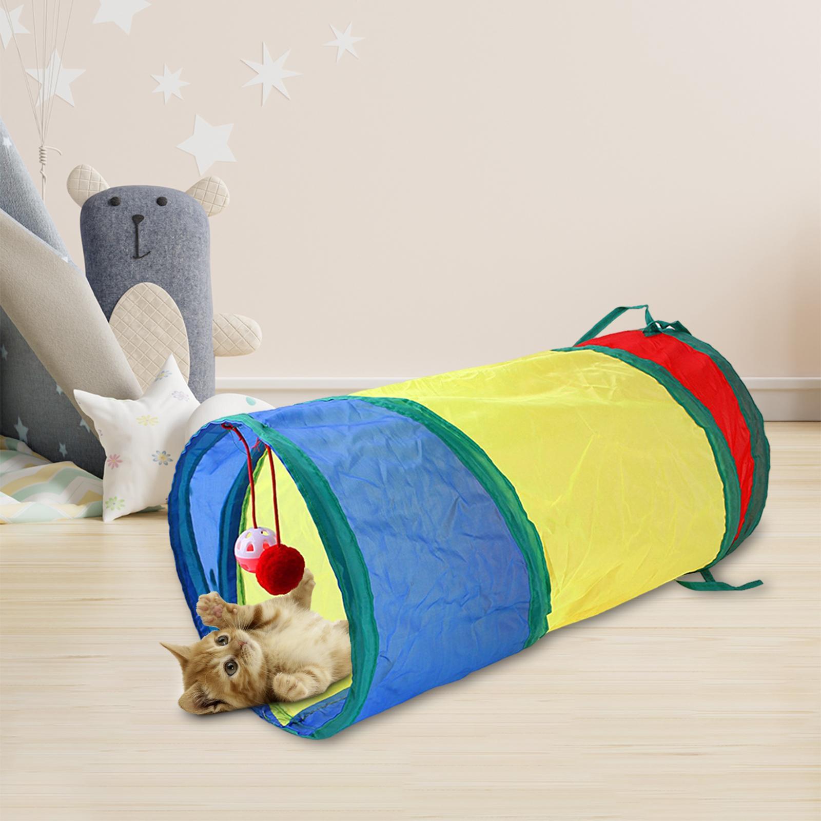 Cat Tunnel Play Tent Folded with Ball Pet Tubes Interactive Toy for Small Animals Kitten Kitty Indoor Cats Puppy