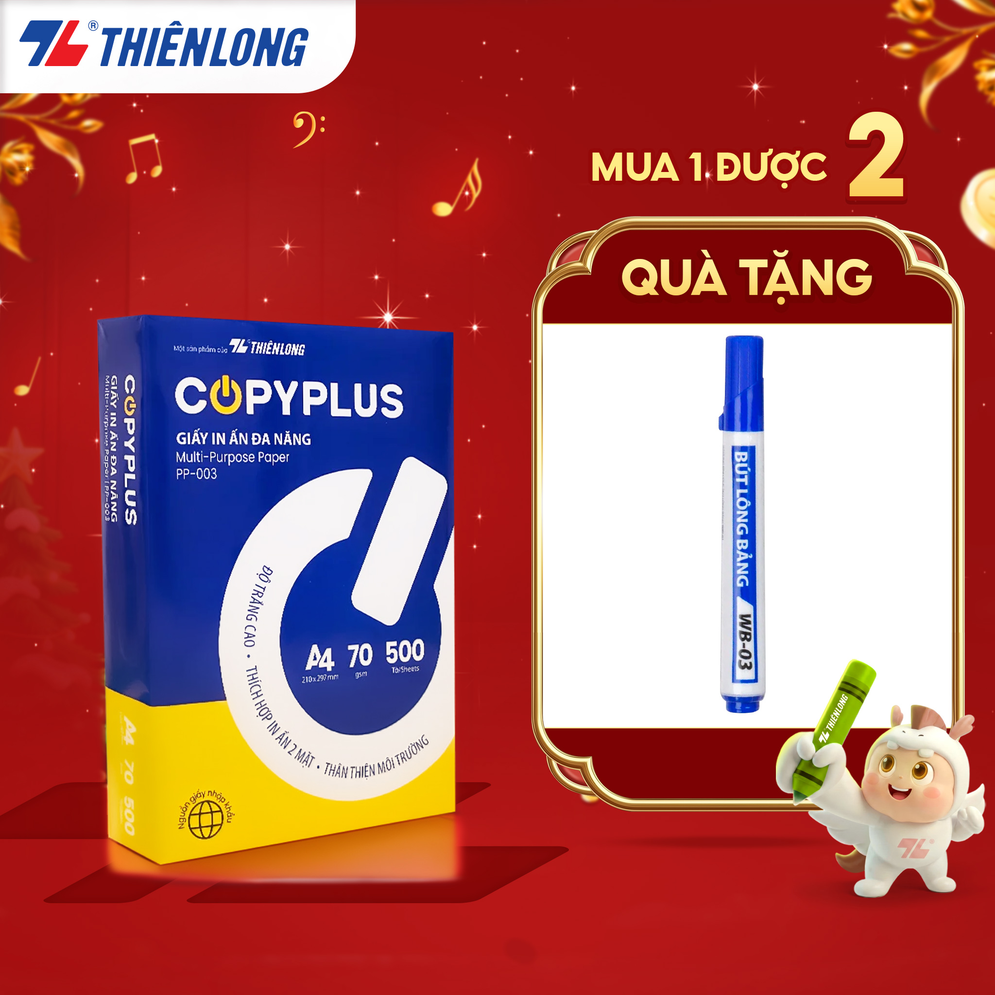 Combo 5/10 Ream giấy A4 70 gsm Thiên Long Copy Plus PP-003 (500 tờ) - Hàng nhập khẩu