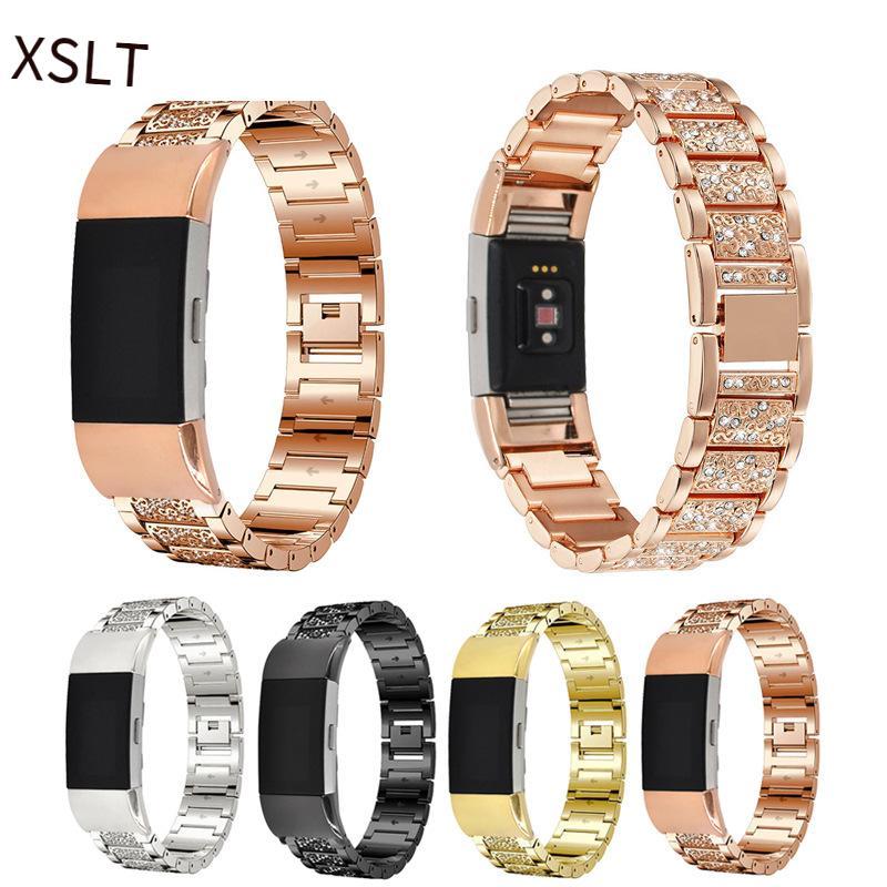 Đảm Bảo Chất Lượng Cho Fitbit Charge2 Đồng Hồ Kim Cương Bộ Kim Loại Dây Đeo Thép Không Gỉ Chắc Chắn Hợp Kim Liên Kết Dây Đồng Hồ