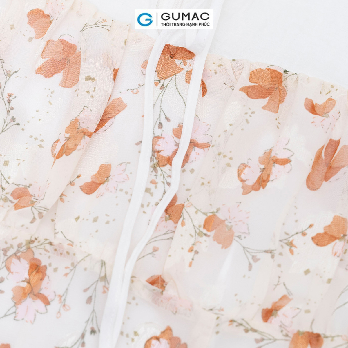 Đầm hoa phối vải tơ sang trọng nữ tính thanh lịch thời trang GUMAC DD06062