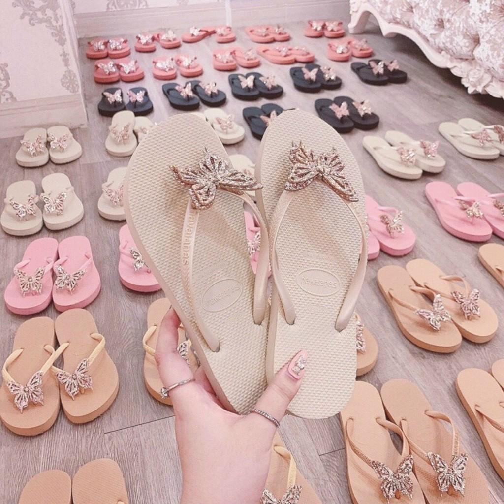 Dép xỏ ngón gắn hình bướm, Dép tông xốp( Hàn sẵn+ Ảnh Thật)