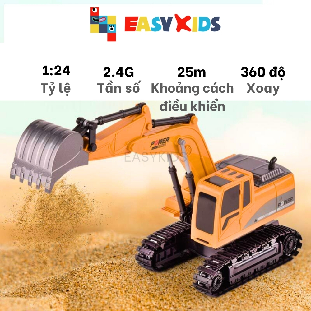 Đồ Chơi Xe Máy Xúc Điều Khiển Từ Xa Có Sạc Đầu Múc 5 Kênh