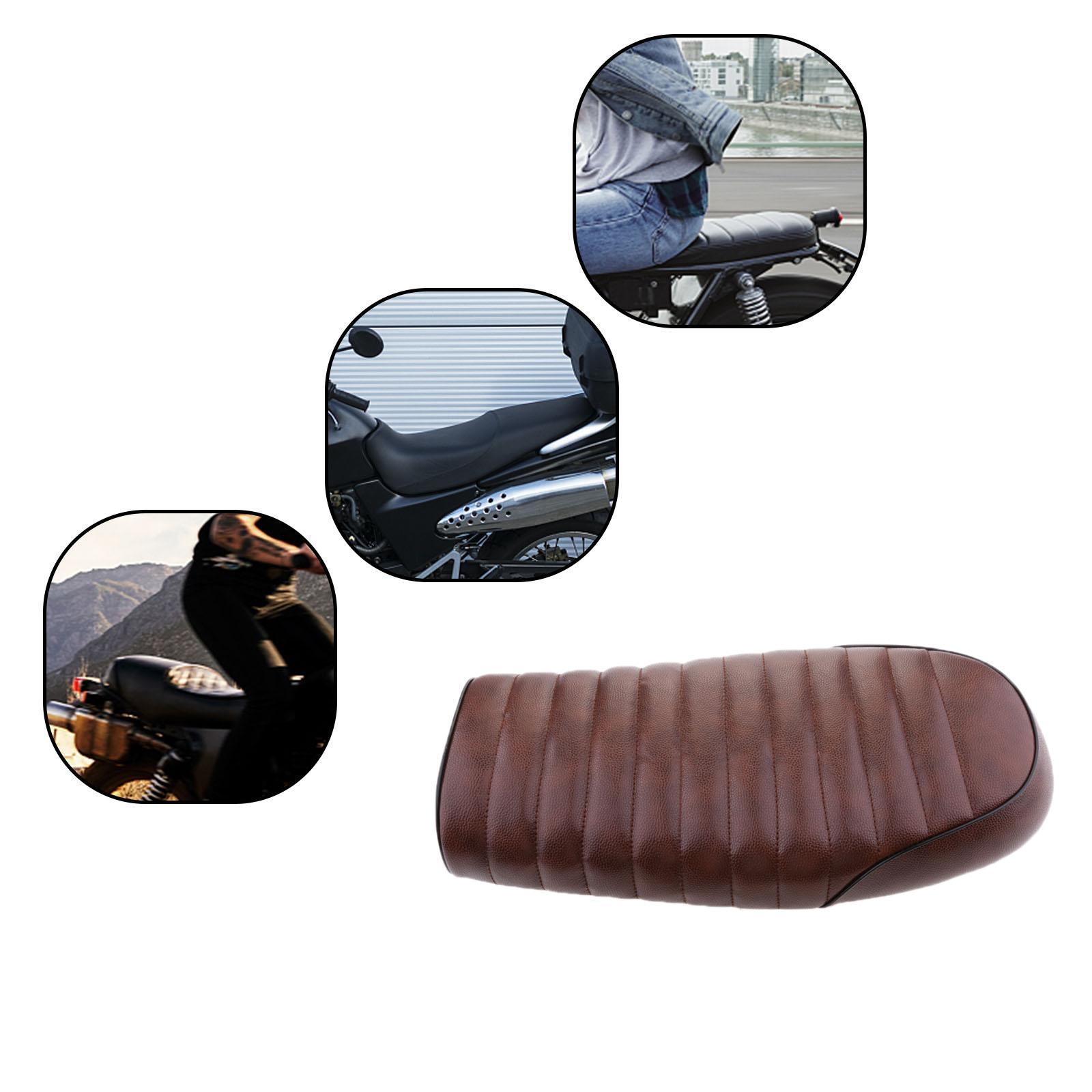 Brown Vintage Flat Brat Seat  Saddle Motorcycle Retro For